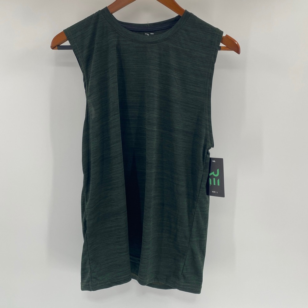 NEW RE Performance Muscle Tank Men Large Green Sleeveless Athletic Gym Shirt
